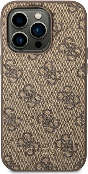 Etui na telefon iPhone 14 Pro Max Guess brązowe hard case z logo