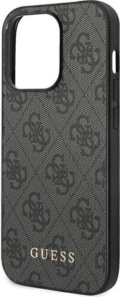 Etui iPhone 14 Pro Max Guess szare hard case 4G Metal Gold Logo