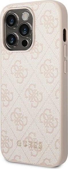 Etui iPhone 14 Pro Max Guess różowe hard case 4G Metal Gold Logo