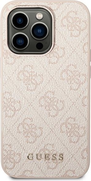 Etui na telefon iPhone 14 Pro Max Guess różowe hard case 4G Metal Gold