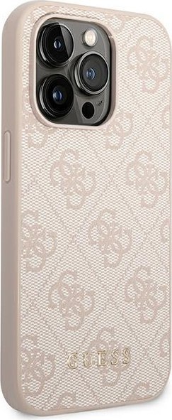 Etui na telefon iPhone 14 Pro Max Guess różowe hard case 4G Metal Gold