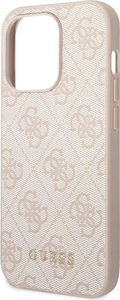 Etui na telefon iPhone 14 Pro Max Guess różowe hard case 4G Metal Gold