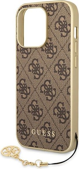 Etui na telefon iPhone 14 Pro Max Guess brązowe hard case 4G Charms