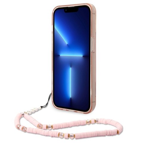 Etui iPhone 14 Pro Max Guess różowe hard case Translucent Pearl Strap