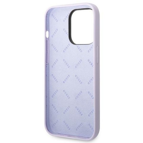 Etui na telefon iPhone 14 Pro Max Guess fioletowe silikonowe z logo