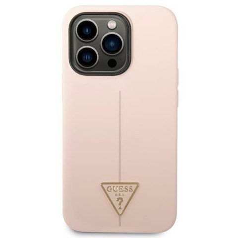 Etui iPhone 14 Pro Max Guess różowe hard case Silicone Triangle