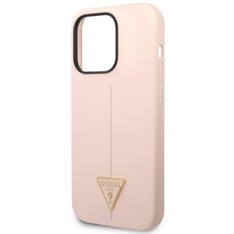 Etui iPhone 14 Pro Max Guess różowe hard case Silicone Triangle