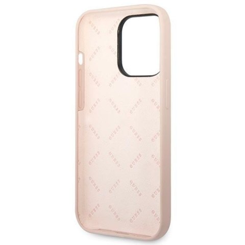 Etui iPhone 14 Pro Max Guess różowe hard case Silicone Triangle