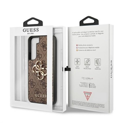 Etui na telefon Samsung Galaxy S22 Guess brązowe hardcase z logo 4G