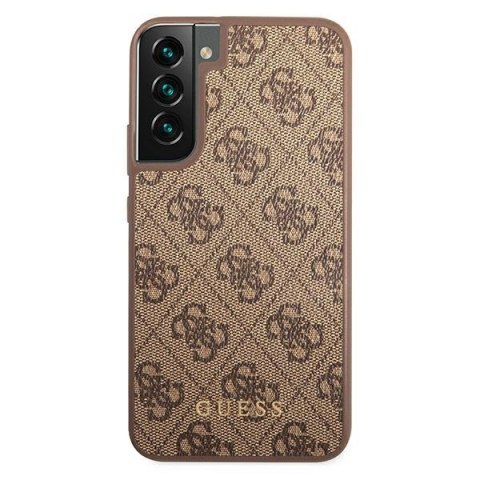 Etui na telefon Samsung Galaxy S22 Guess brązowe hardcase 4G Metal Gold