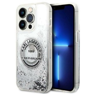 Etui iPhone 14 Pro Max Karl Lagerfeld srebrne Liquid Glitter RSG