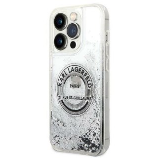 Etui iPhone 14 Pro Max Karl Lagerfeld srebrne Liquid Glitter RSG