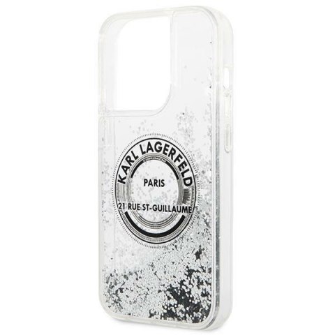 Etui iPhone 14 Pro Max Karl Lagerfeld srebrne Liquid Glitter RSG