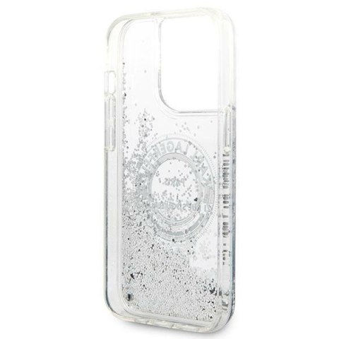 Etui iPhone 14 Pro Max Karl Lagerfeld srebrne Liquid Glitter RSG