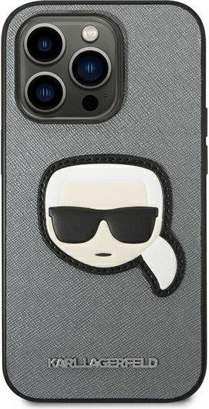 Etui na telefon iPhone 14 Pro Max Karl Lagerfeld Saffiano srebrne