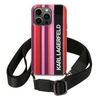 Etui na telefon iPhone 14 Pro Max Karl Lagerfeld różowe Color Stripes