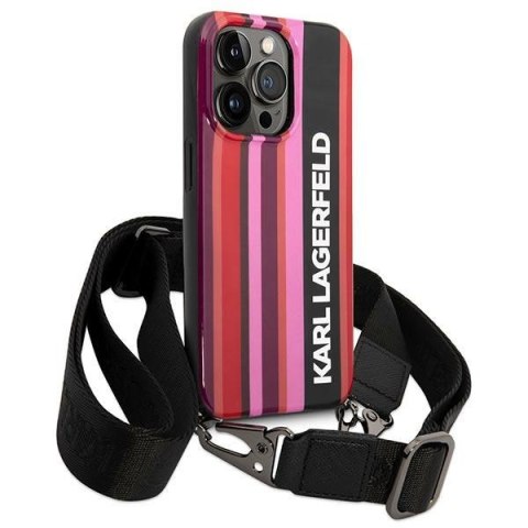 Etui na telefon iPhone 14 Pro Max Karl Lagerfeld różowe Color Stripes