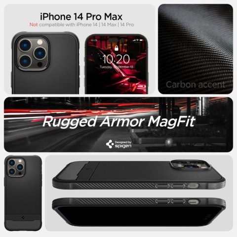 Etui na telefon iPhone 14 Pro Max Spigen Rugged Armor MagSafe matowe