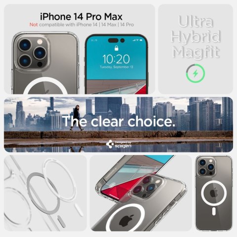 Etui na telefon iPhone 14 Pro Max Spigen Ultra Hybrid MagSafe białe