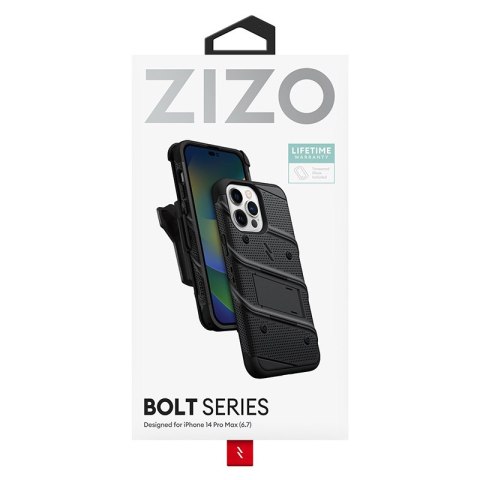 Etui iPhone 14 Pro Max ZIZO BOLT Series czarne + szkło