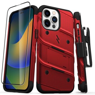 Etui na iPhone 14 Pro Max ZIZO BOLT Series czerwone + szkło ochronne