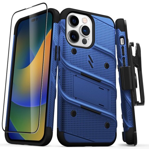 Etui iPhone 14 Pro Max ZIZO BOLT Series niebieskie + szkło