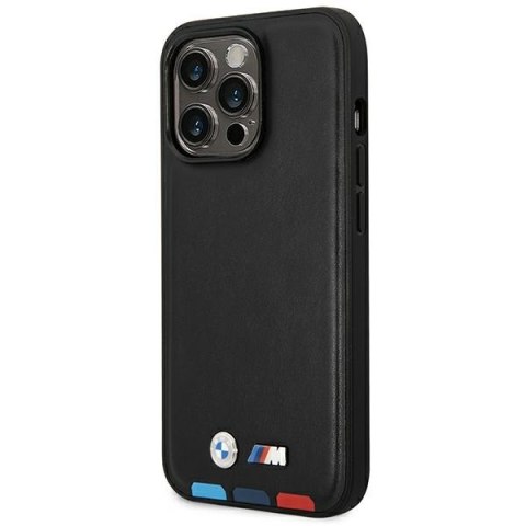 Etui BMW BMHMP14X22PTDK Apple iPhone 14 Pro Max czarny/black Leather Stamp Tricolor Magsafe