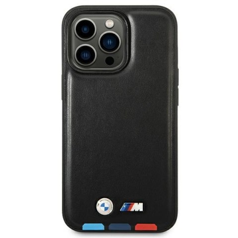 Etui BMW BMHMP14X22PTDK Apple iPhone 14 Pro Max czarny/black Leather Stamp Tricolor Magsafe