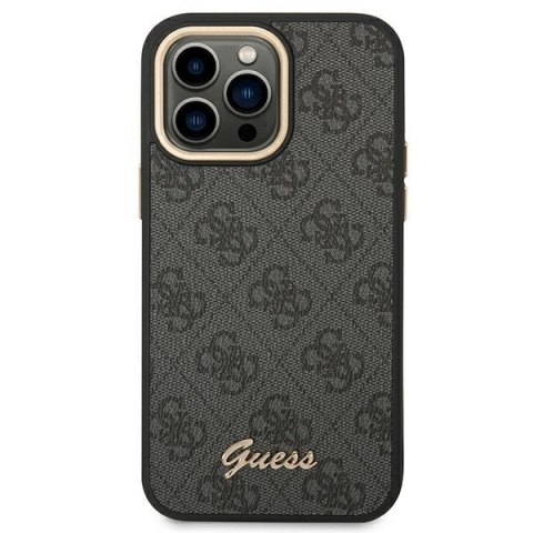 Etui na telefon iPhone 14 Pro Max Guess czarne hard case Vintage Gold