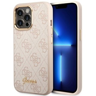 Etui iPhone 14 Pro Max Guess różowe hard case 4G Vintage Gold Logo