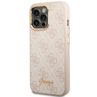 Etui iPhone 14 Pro Max Guess różowe hard case 4G Vintage Gold Logo