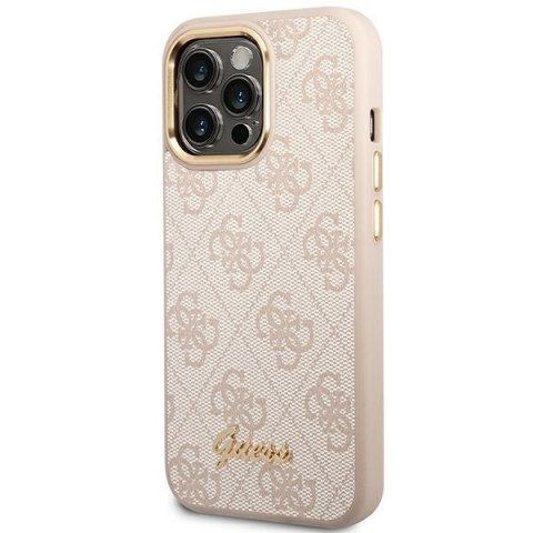 Etui na telefon iPhone 14 Pro Max Guess różowe hard case Vintage Gold