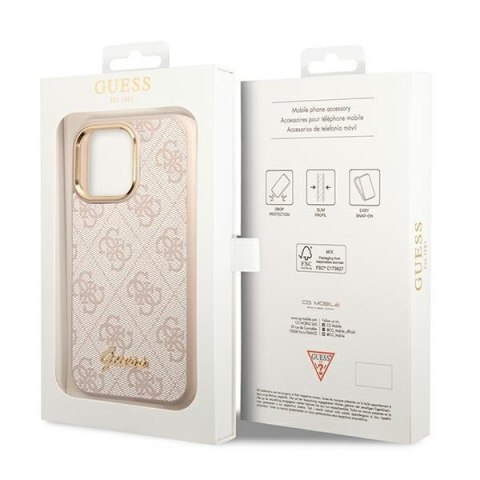 Etui na telefon iPhone 14 Pro Max Guess różowe hard case Vintage Gold