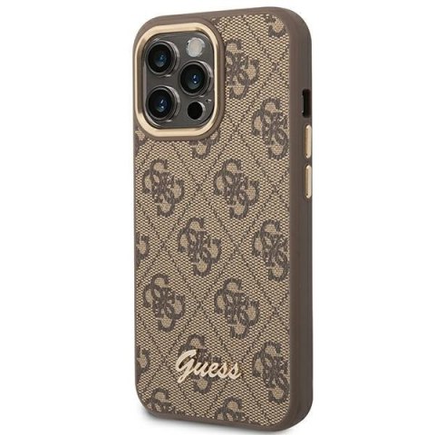 Etui na telefon iPhone 14 Pro Max Guess brązowe hard case 4G Gold