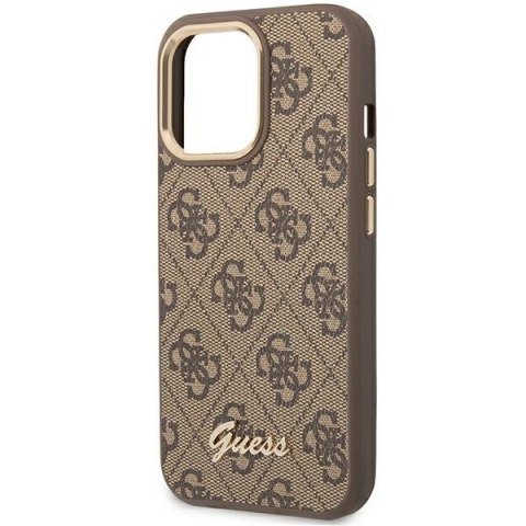 Etui na telefon iPhone 14 Pro Max Guess brązowe hard case 4G Gold