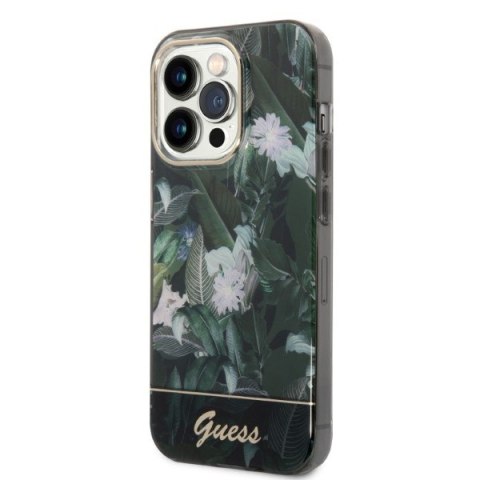 Etui na telefon iPhone 14 Pro Max Guess zielone Jungle Collection