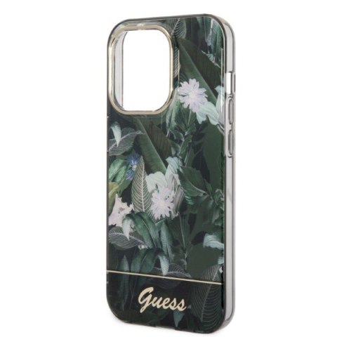 Etui na telefon iPhone 14 Pro Max Guess zielone Jungle Collection