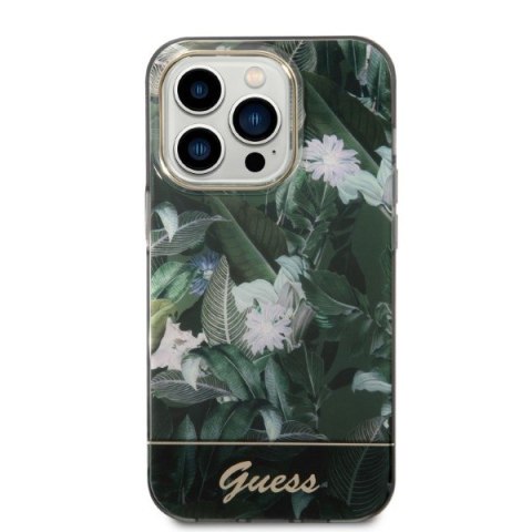 Etui na telefon iPhone 14 Pro Max Guess zielone Jungle Collection