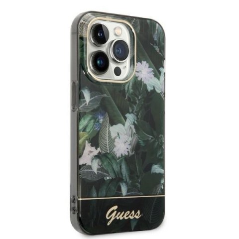 Etui na telefon iPhone 14 Pro Max Guess zielone Jungle Collection