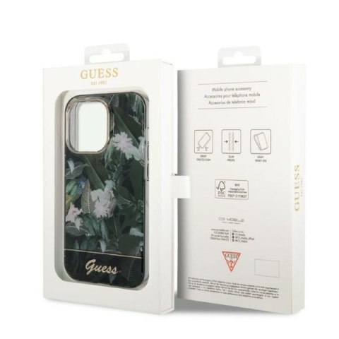 Etui na telefon iPhone 14 Pro Max Guess zielone Jungle Collection