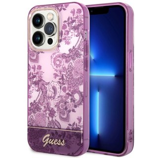 Etui iPhone 14 Pro Max Guess fuksjowe hard case Porcelain Collection