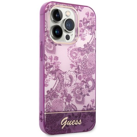 Etui iPhone 14 Pro Max Guess fuksjowe hard case Porcelain Collection