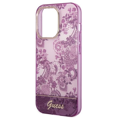 Etui iPhone 14 Pro Max Guess fuksjowe hard case Porcelain Collection