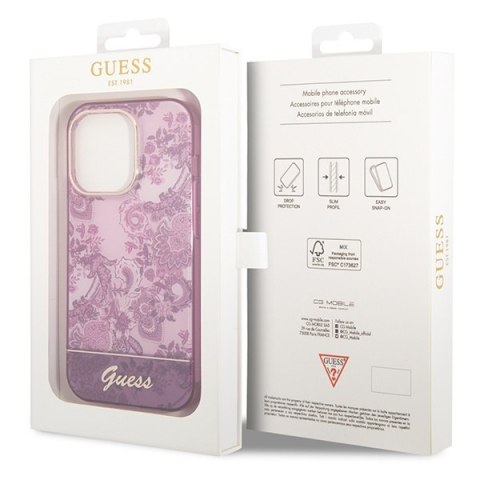 Etui iPhone 14 Pro Max Guess fuksjowe hard case Porcelain Collection