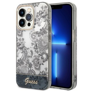 Etui iPhone 14 Pro Max Guess szare hard case Porcelain Collection