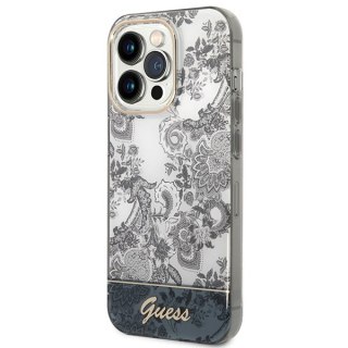 Etui iPhone 14 Pro Max Guess szare hard case Porcelain Collection