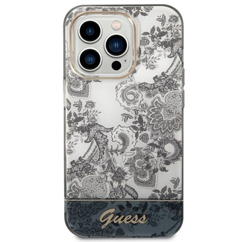 Etui na telefon iPhone 14 Pro Max Guess szare hard case Porcelain Collection