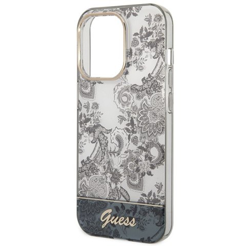 Etui na telefon iPhone 14 Pro Max Guess szare hard case Porcelain Collection