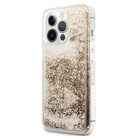 Etui na telefon iPhone 14 Pro Max Guess Glitter Charms złote