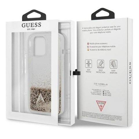 Etui na telefon iPhone 14 Pro Max Guess Glitter Charms złote